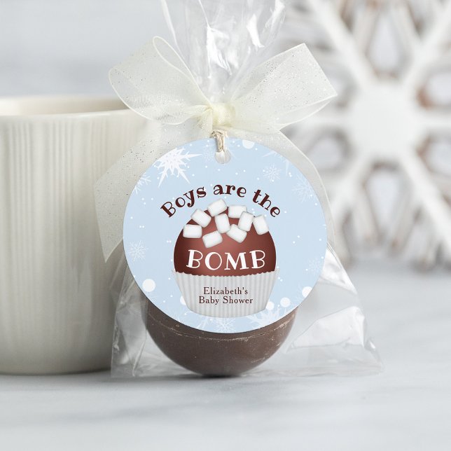 Hot Chocolate Bomb Boy Baby Shower Favour Tag (Creator Uploaded)