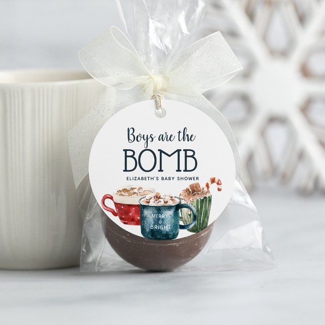 Hot Chocolate Bomb Boy Baby Shower Favour Tag (Creator Uploaded)