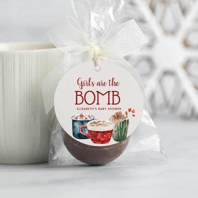 Hot Chocolate Bomb Girl Baby Shower Favour Tag (Creator Uploaded)