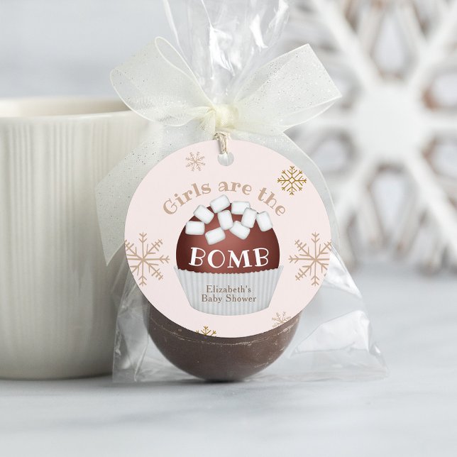 Hot Chocolate Bomb Girl Baby Shower Favour Tag (Creator Uploaded)