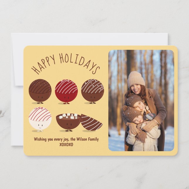 Hot Chocolate Bomb Happy Holidays Photo Holiday Card (Front)