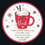 Hot Chocolate Bomb Hot Cocoa Bomb Instruction Classic Round Sticker<br><div class="desc">These adorable stickers are perfect for hot chocolate bomb treats.</div>