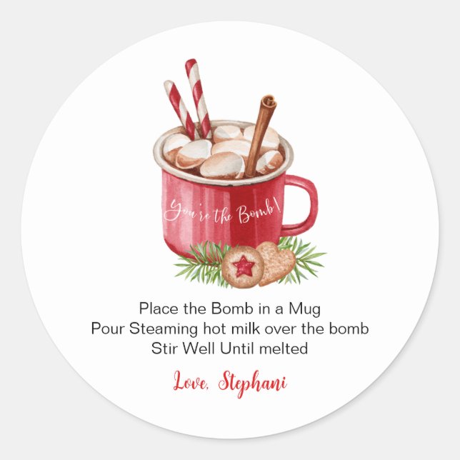 Hot Chocolate Bomb Round Sticker, You're the Bomb  Classic Round Sticker (Front)