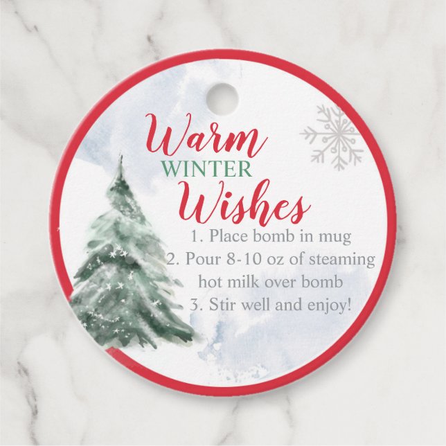 Hot Chocolate Bomb Tags Winter Wishes Tree Cocoa (Front)
