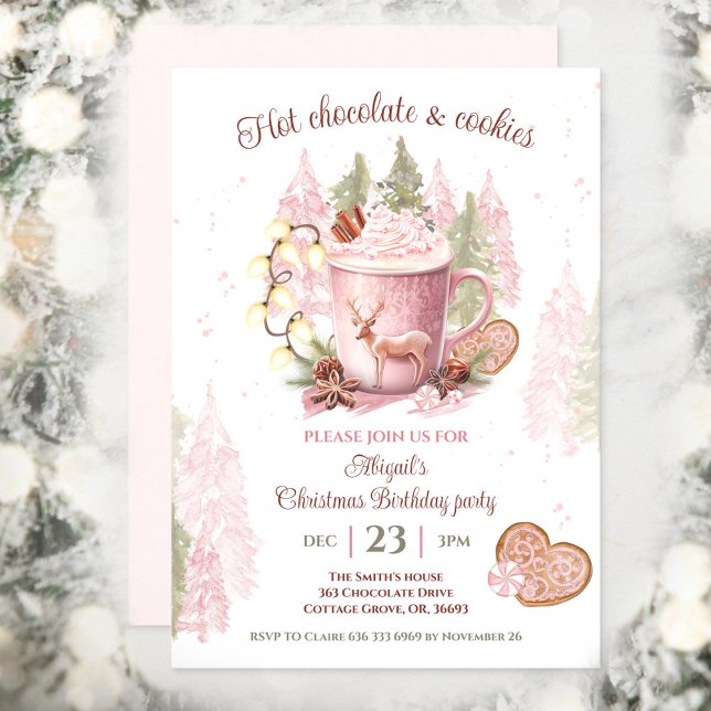 Hot Chocolate Christmas Birthday Party Invitation (Hot Chocolate Christmas Birthday Party Invitation)