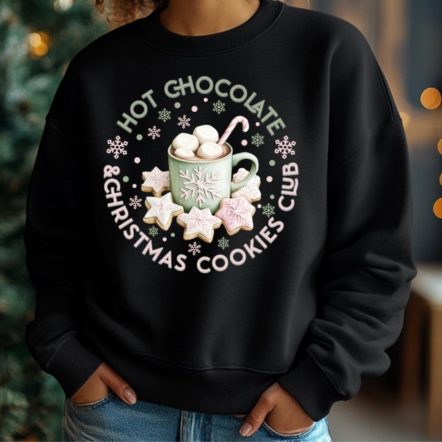 Hot Chocolate & Christmas Cookies Club Pastel Pink Sweatshirt (Creator Uploaded)
