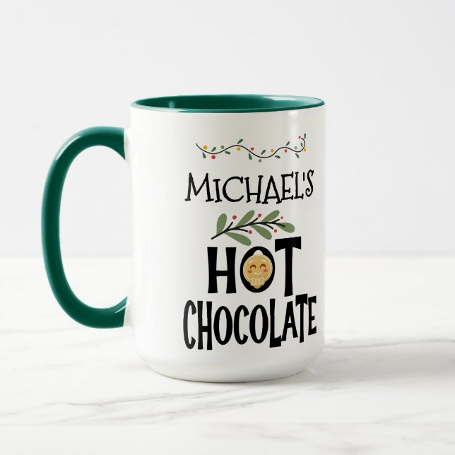 Hot Chocolate Christmas Gingerbread & Custom Name Mug (Left)