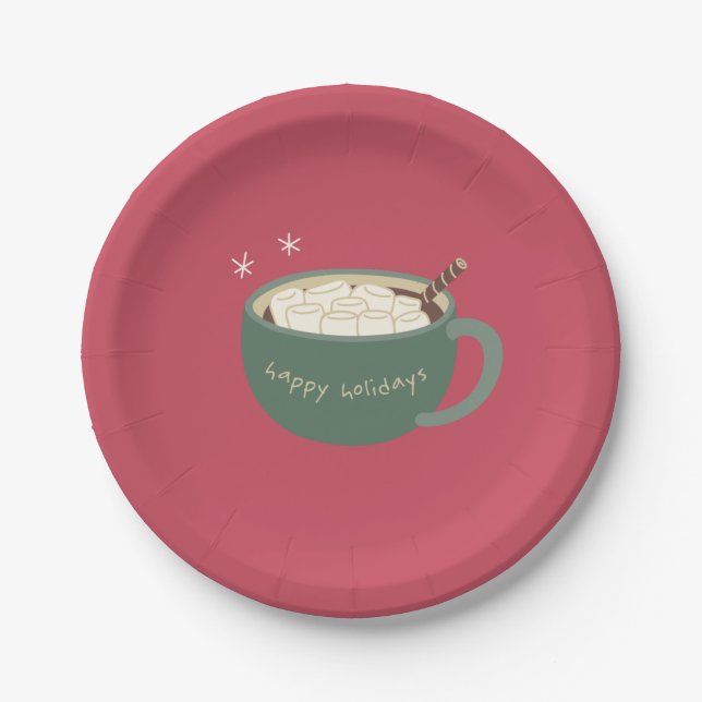 Hot Chocolate Christmas Paper Plate (Front)