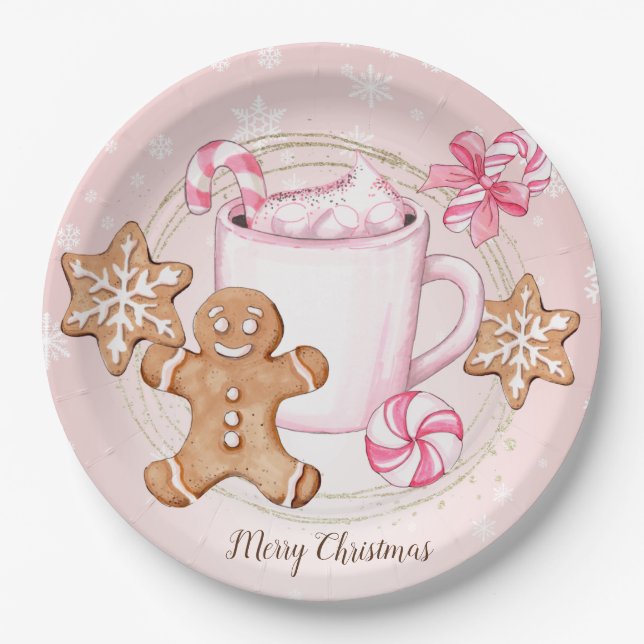 Hot chocolate Christmas party Paper Plate (Front)