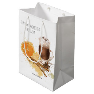 Hot Chocolate Cinnamon Orange Season Greetings Medium Gift Bag
