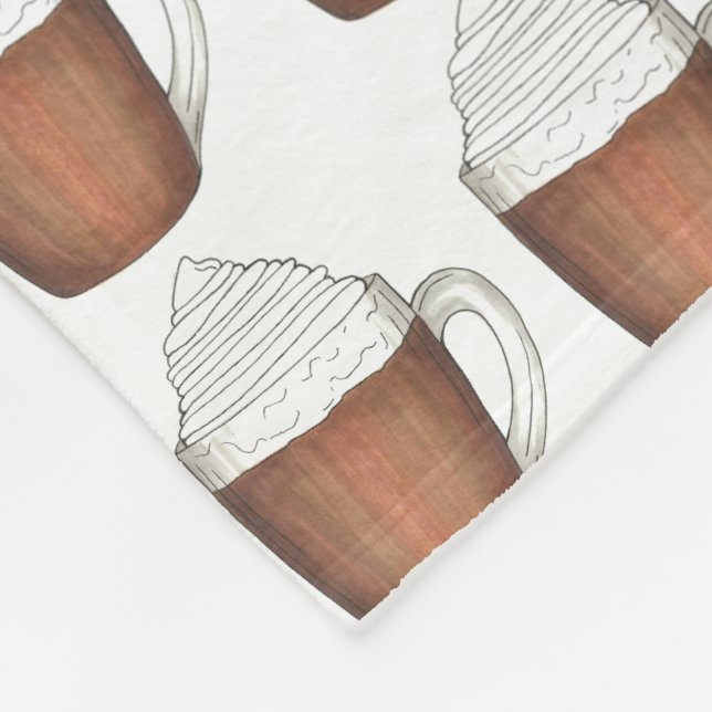 Hot Chocolate Cocoa Whipped Cream Winter Drinks Fleece Blanket (Corner)