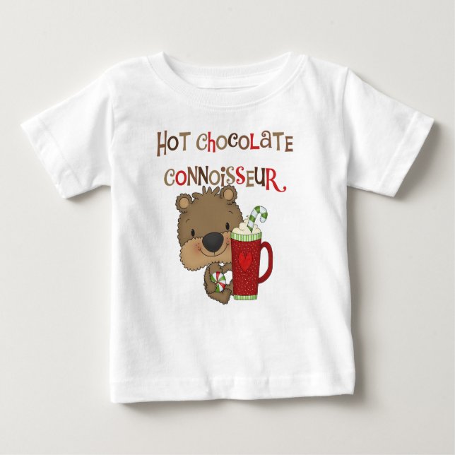 Hot Chocolate Connoisseur Boy Bear Baby T-Shirt (Front)