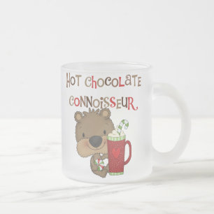 Hot Chocolate Connoisseur Boy Bear Frosted Glass Coffee Mug