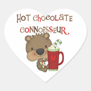 Hot Chocolate Connoisseur Boy Bear Heart Sticker