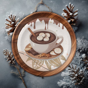 Hot Chocolate & Cookies Winter Baby Shower Paper Plate
