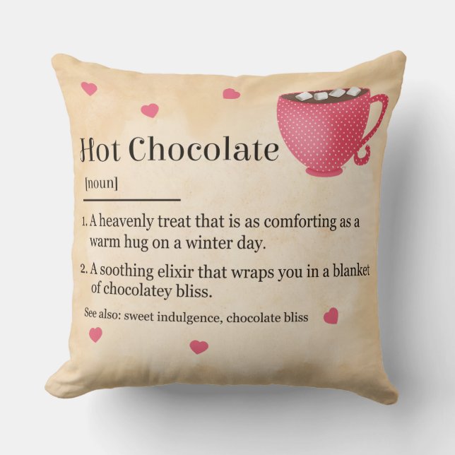 Hot Chocolate Dictionary Definition Cushion (Front)