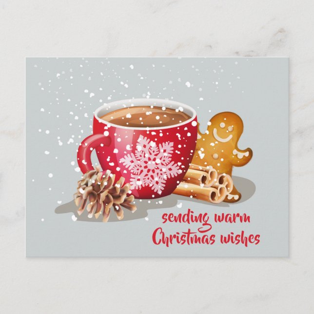 Hot Chocolate Gingerbread Christmas Wishes Holiday Postcard (Front)