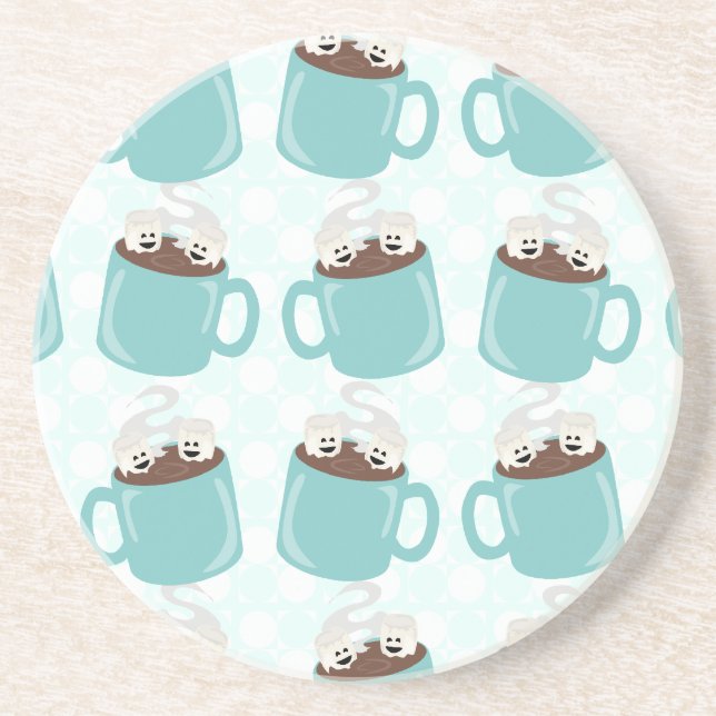 Hot Chocolate Happiness Pattern Coaster (Front)