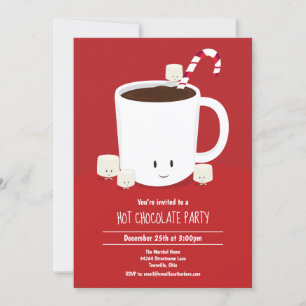 Hot Chocolate Hot Cocoa Christmas Party Cartoon Invitation