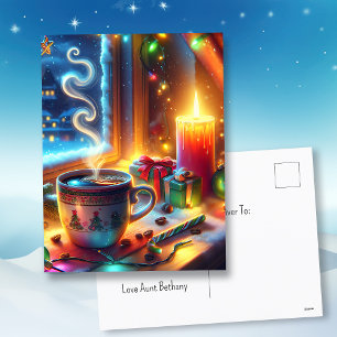 Hot Chocolate in a Christmas Window Personalised  Postcard
