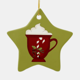 Hot Chocolate Lover Red with Green Ceramic Tree Decoration