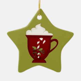 Hot Chocolate Lover Red with Green Ceramic Tree Decoration