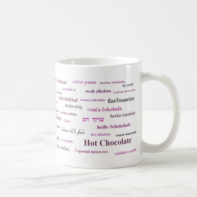 Hot Chocolate Mug in different languages (pink) (Right)