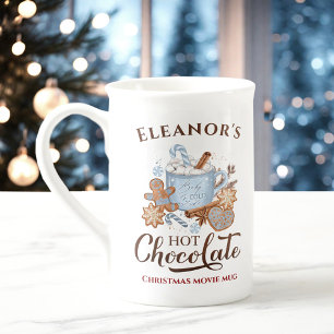 Hot Chocolate Name Blue Bone China Christmas Mug