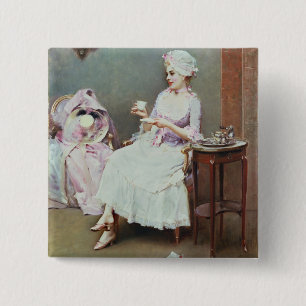 Hot Chocolate (oil on canvas) 15 Cm Square Badge