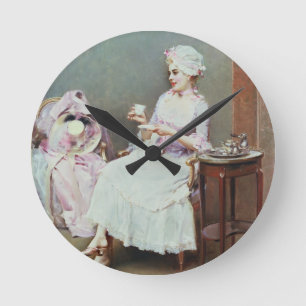 Hot Chocolate (oil on canvas) Round Clock
