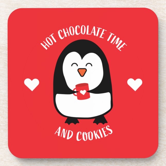 Hot Chocolate Penguin Drinker  Coaster (Front)