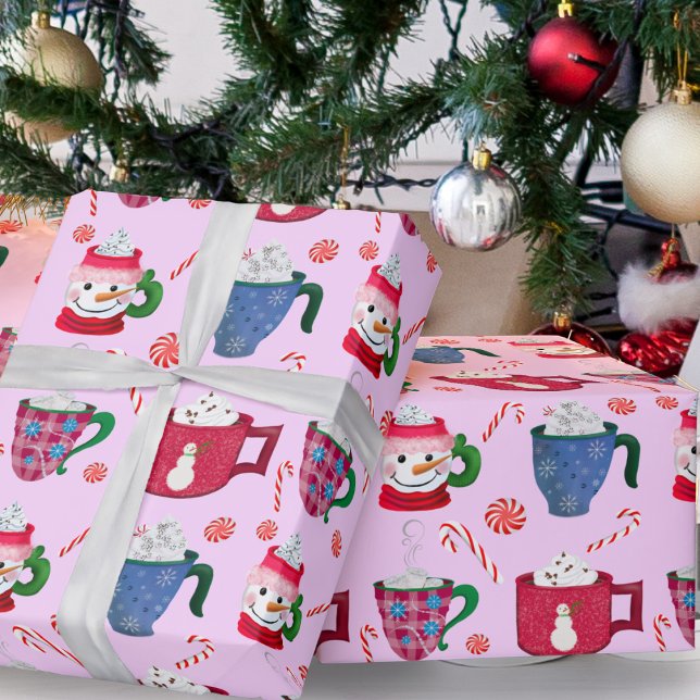 Hot Chocolate Peppermint Party Wrapping Paper (Cozy magic for gift-giving with hot chocolate peppermint wrapping paper!)