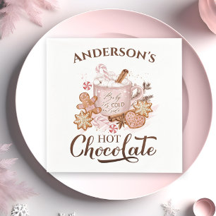 Hot Chocolate Pink Christmas Name Paper Napkins