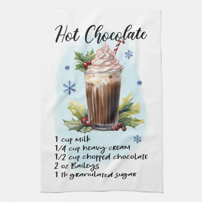 Hot Chocolate Recipe Cooking Essential Tea Towel (Vertical)
