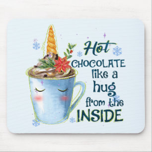 Hot Chocolate Unicorn   Cosy Unicorn Winter Mouse Pad