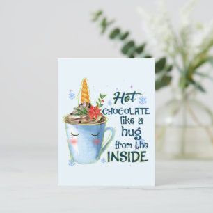Hot Chocolate Unicorn   Cosy Unicorn Winter Postcard