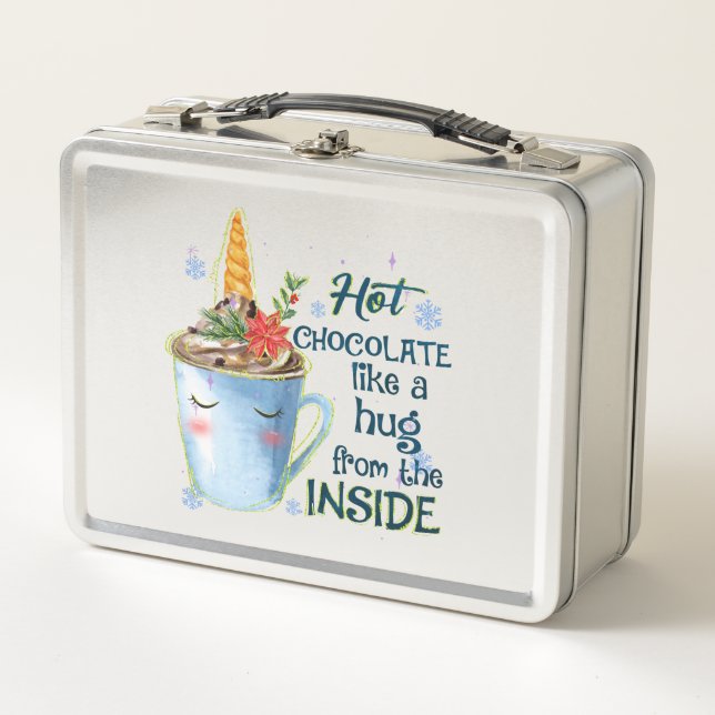 Hot Chocolate Unicorn Metal Lunch Box (Front)