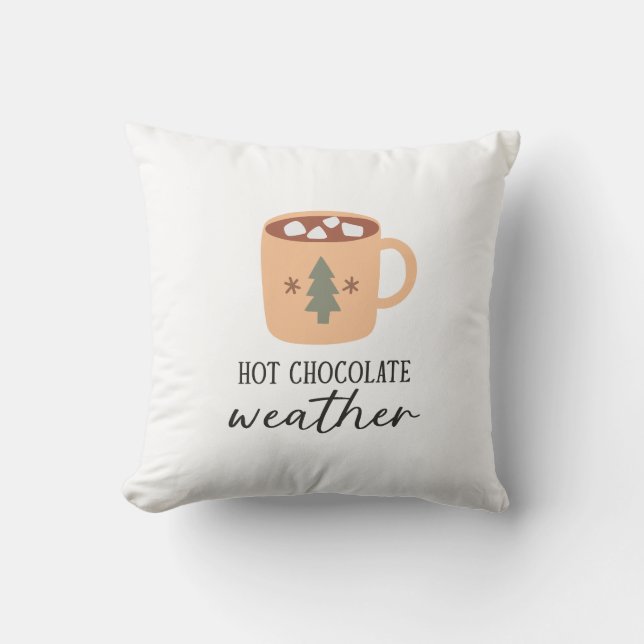 Hot Chocolate Weather Festive Holiday Cushion (Front)