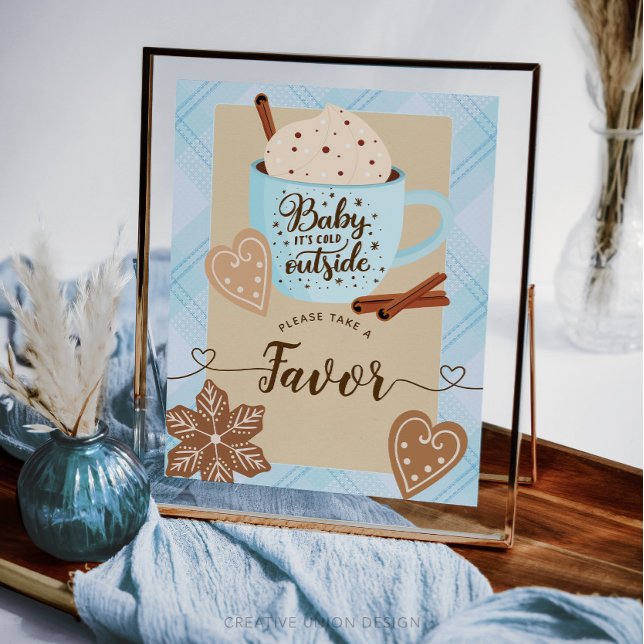 Hot Chocolate Winter Baby Shower Boy Favours Sign (Creator Uploaded)