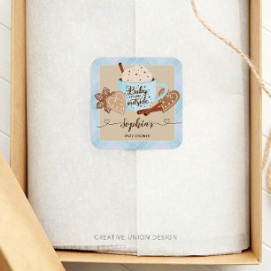 Hot Chocolate Winter Baby Shower Boy Square Sticker