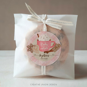 Hot Chocolate Winter Baby Shower Girl  Classic Round Sticker