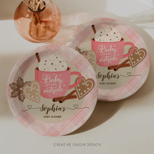 Hot Chocolate Winter Baby Shower Girl  Paper Plate