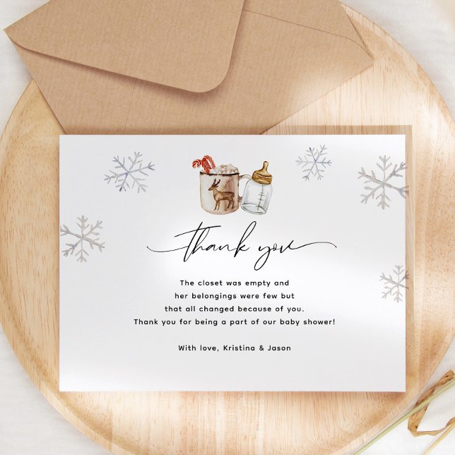 Hot Chocolate Winter Baby Shower Thank You Card (Creator Uploaded)