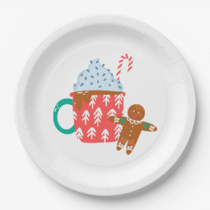 Hot Chocolate with Gingerbread Man Paper Plate