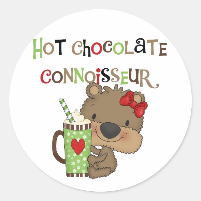 Hot ChocolateConoisseur Girl Bear Classic Round Sticker (Front)