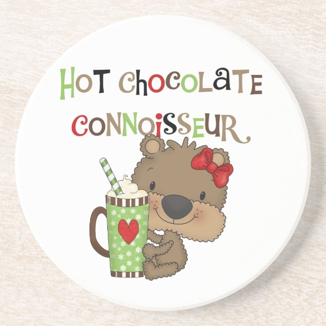 Hot ChocolateConoisseur Girl Bear Coaster (Front)