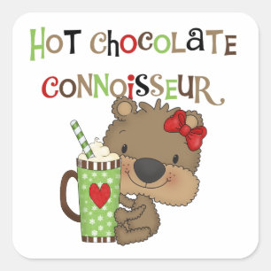 Hot ChocolateConoisseur Girl Bear Square Sticker