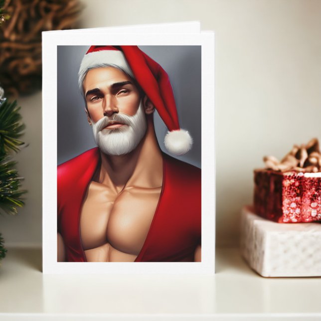 Hot Christmas Santa Claus Card (Hot Christmas Santa Claus Card from Ricaso. A sexy white bearded man dressed as Santa.)
