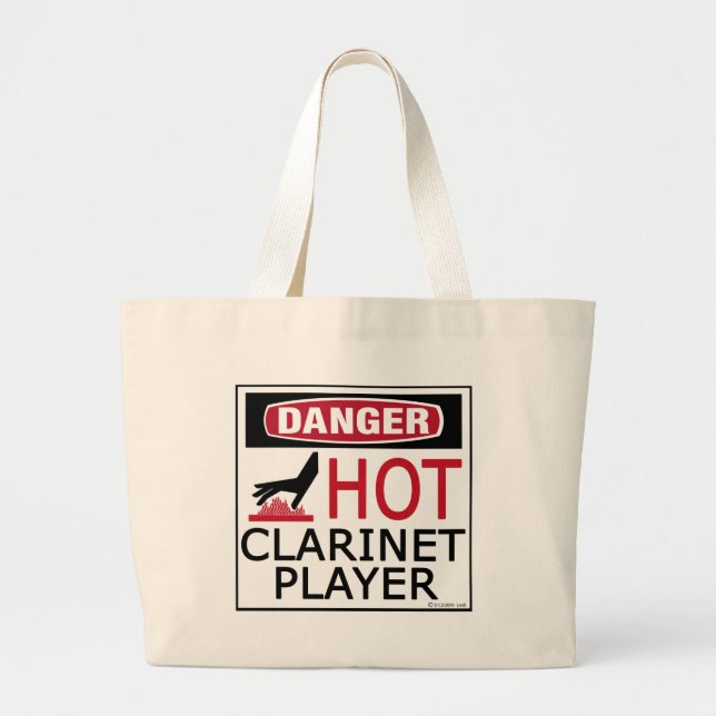Hot Clarinet Player Large Tote Bag (Front)