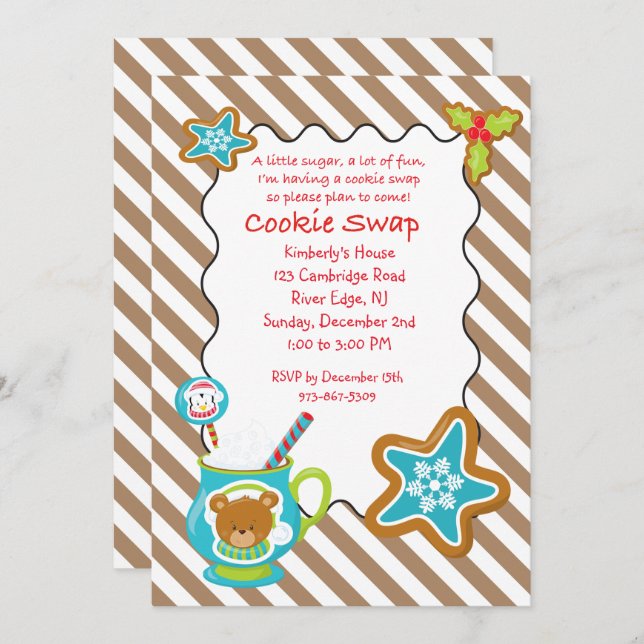 Hot Coco & Cookies Cookie Swap/Exchange Invitation (Front/Back)